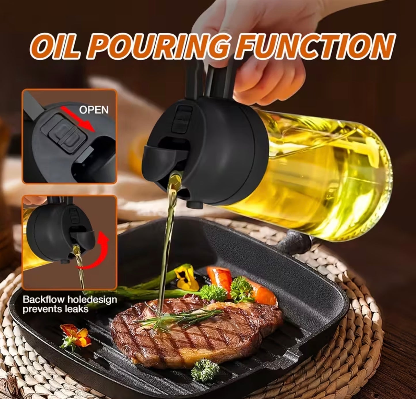 2-in-1 Portable Oil Sprayer and Dispenser