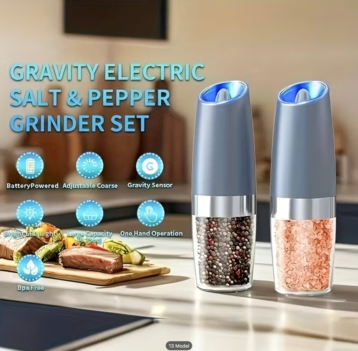 Electric Salt and Pepper Grinder Set (2 PCS)